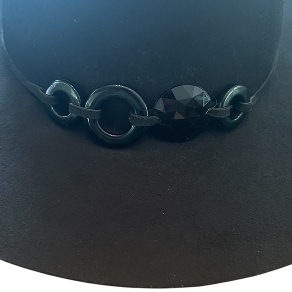 Scala Pronto 100% Wool Floppy Black Hat Cord Trim One Sz Boho Casual Winter Fall - Picture 2 of 7